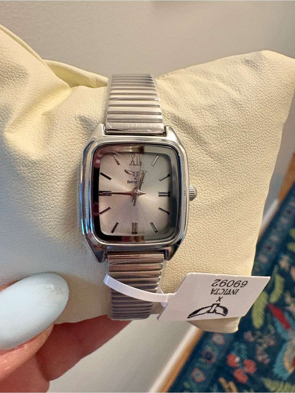 Invicta Silver-Tone Square Dial Stretch Band Watch NIB - Picture 3 of 7